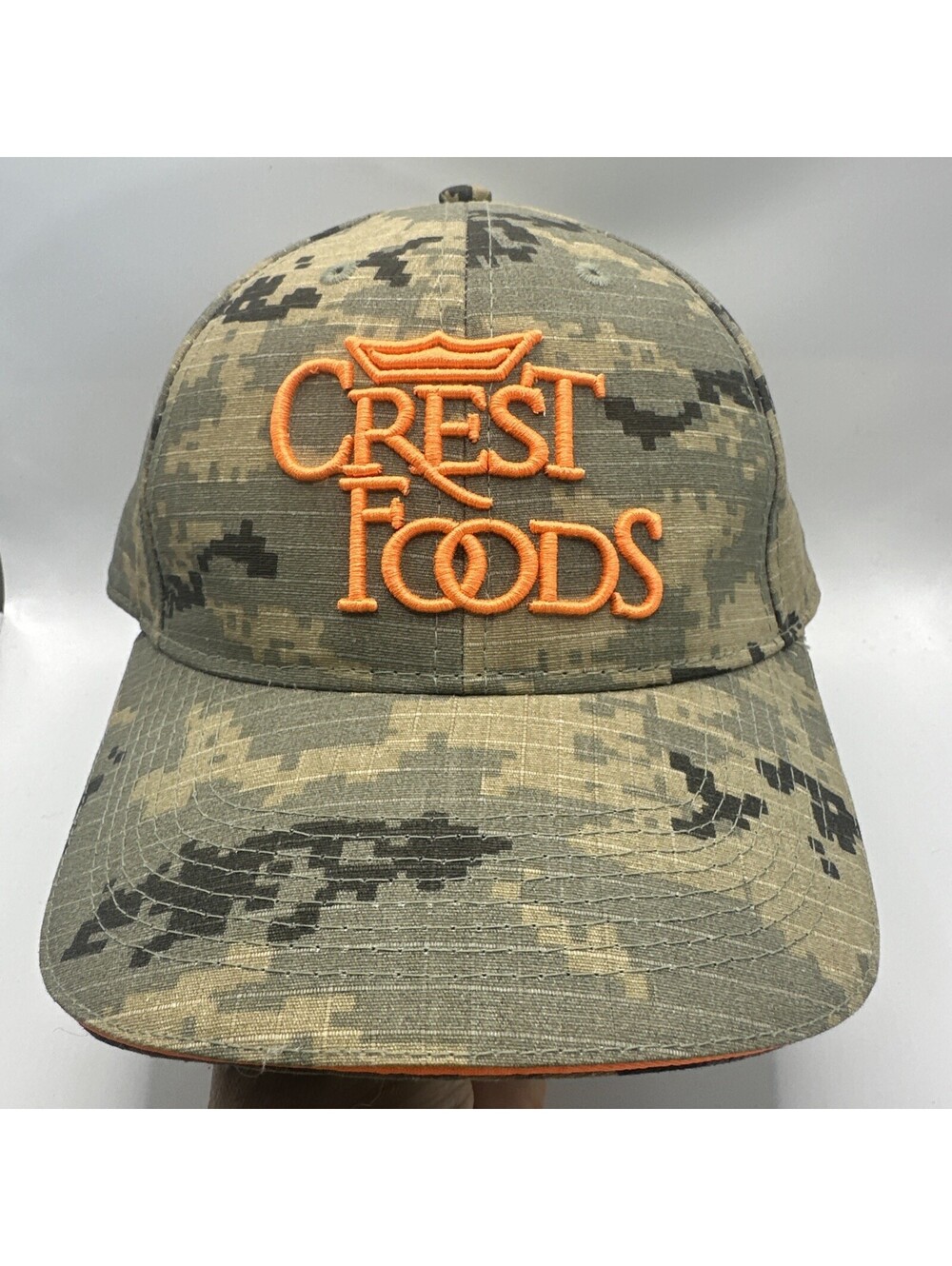 Crest Foods Digital Camo Raised Embroidery Orange Cap Baseball Hat